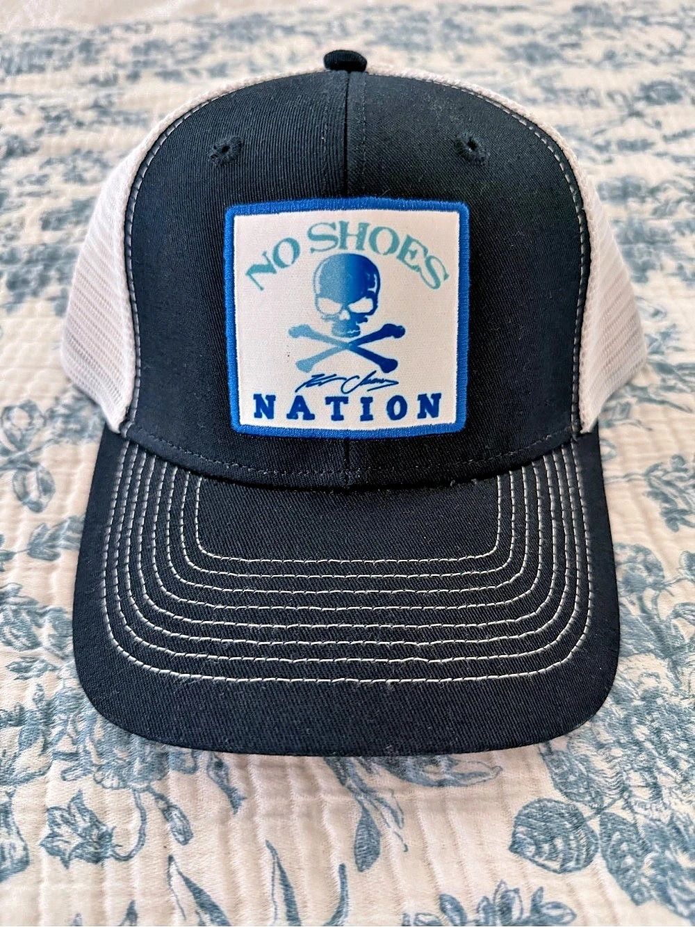 No Shoes Nation Trucker Hat in Black & White Like New